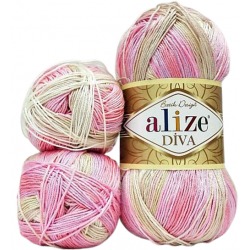 Alize Diva Batik Design 2807 ekri, beżowy, pastelowy róż, łososiowy