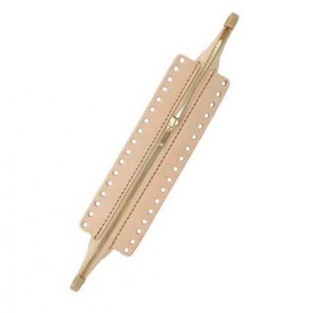 Skórzany suwak do torebek 20cm camel