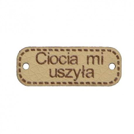 Naszywka skórzana Hand Made 131 "ciocia mi uszyła" 10x30mm