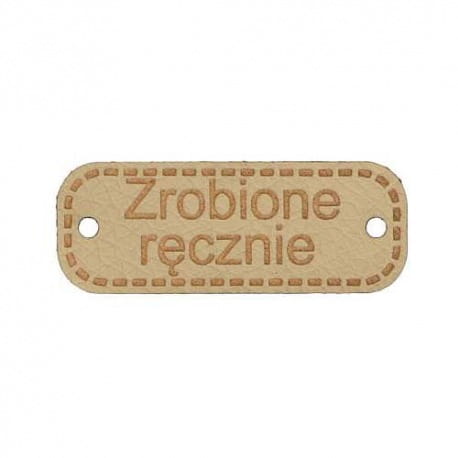 Naszywka skórzana Hand Made 178 "zrobione ręcznie" 10x30mm