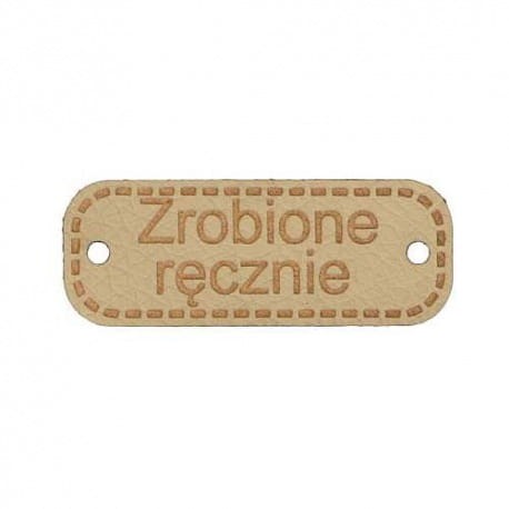 Naszywka skórzana Hand Made 178 "zrobione ręcznie" 10x30mm