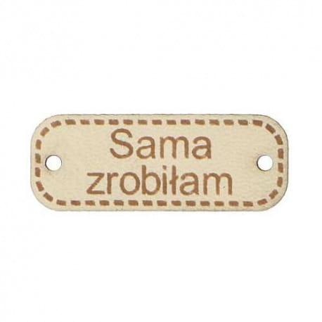 Naszywka skórzana Hand Made 52 "sama zrobiłam" 10x30mm