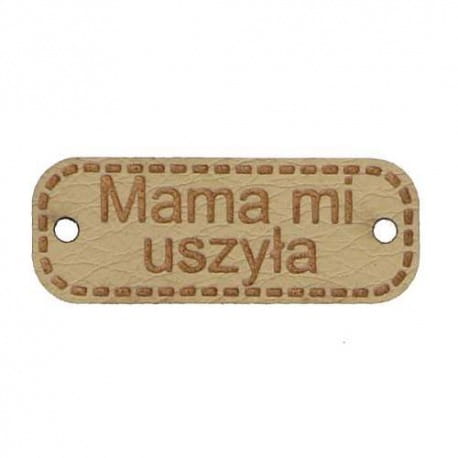 Naszywka skórzana Hand Made 33 "mama mi uszyła" 10x30mm