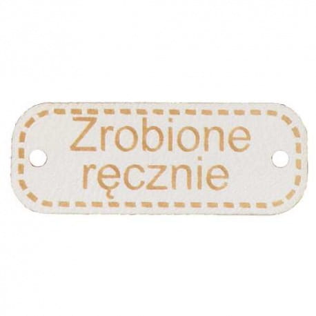 Naszywka skórzana Hand Made 192 "zrobione ręcznie" 15x40mm