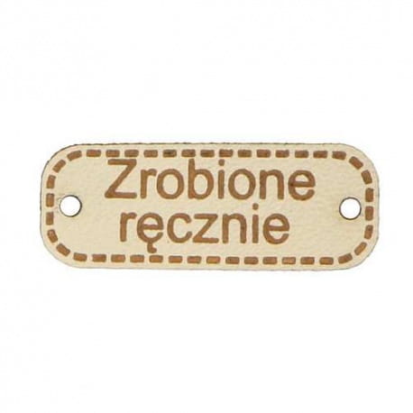 Naszywka skórzana Hand Made 193 "zrobione ręcznie" 15x40mm