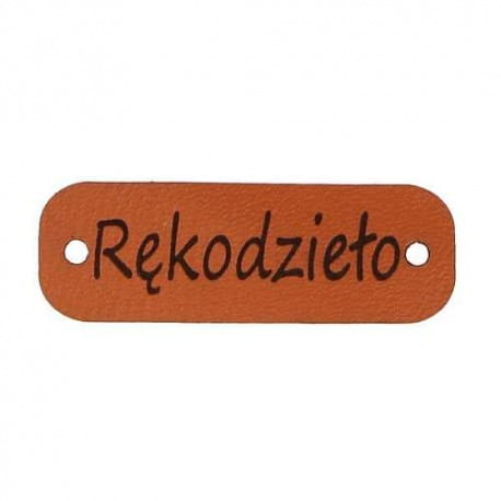 Naszywka skórzana Hand Made 195 "rękodzieło" 15x40mm