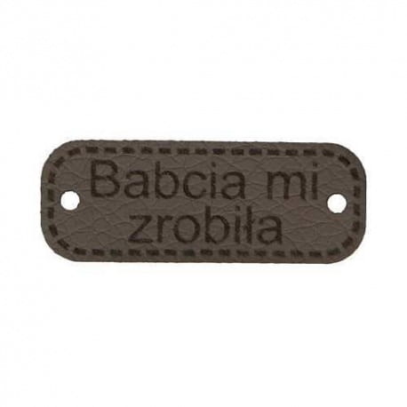 Naszywka skórzana Hand Made 196 "babcia mi zrobiła" 15x40mm
