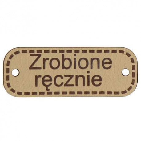 Naszywka skórzana Hand Made 197 "zrobione ręcznie" 15x40mm