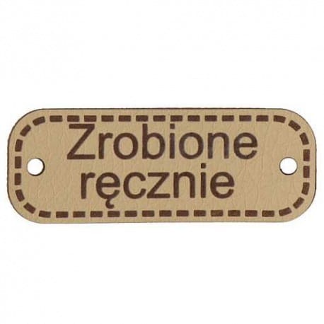 Naszywka skórzana Hand Made 197 "zrobione ręcznie" 15x40mm