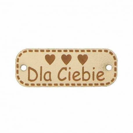 Naszywka skórzana Hand Made 198 "dla ciebie" 15x40mm