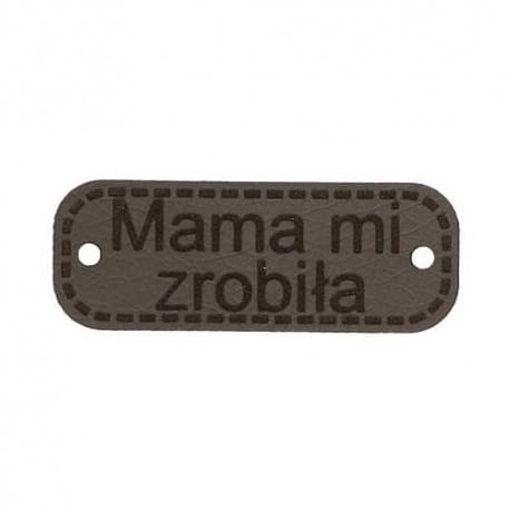 Naszywka skórzana Hand Made 199 "mama mi zrobiła" 15x40mm