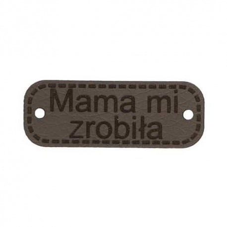 Naszywka skórzana Hand Made 199 "mama mi zrobiła" 15x40mm
