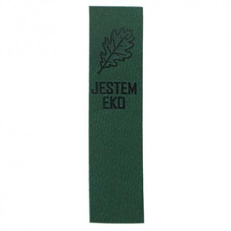 Naszywka skórzana Hand Made 217 "liść/jestem eko" 15x60mm
