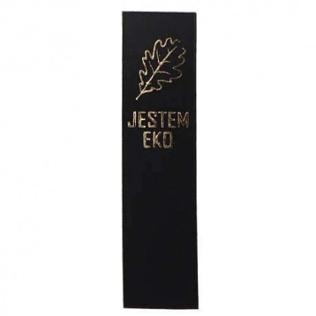 Naszywka skórzana Hand Made 218 "liść/jestem eko" 15x60mm