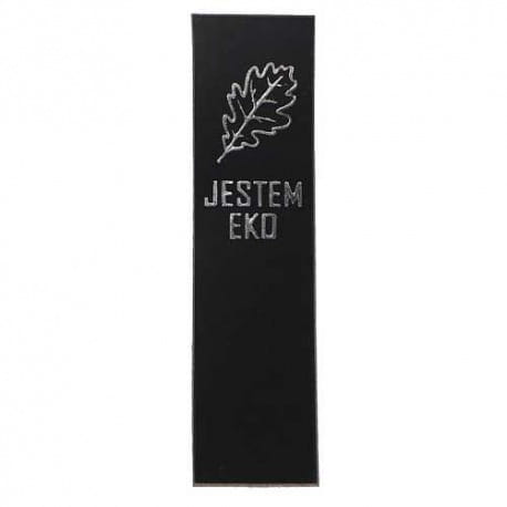 Naszywka skórzana Hand Made 219 "liść/jestem eko" 15x60mm