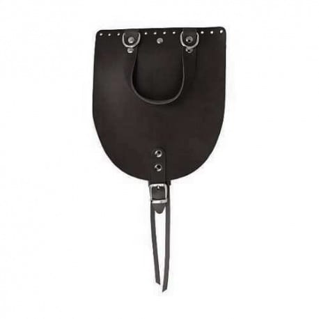 Skórzana klapka do plecaka Clasic 23cm/19,5cm + ściągacz czarny