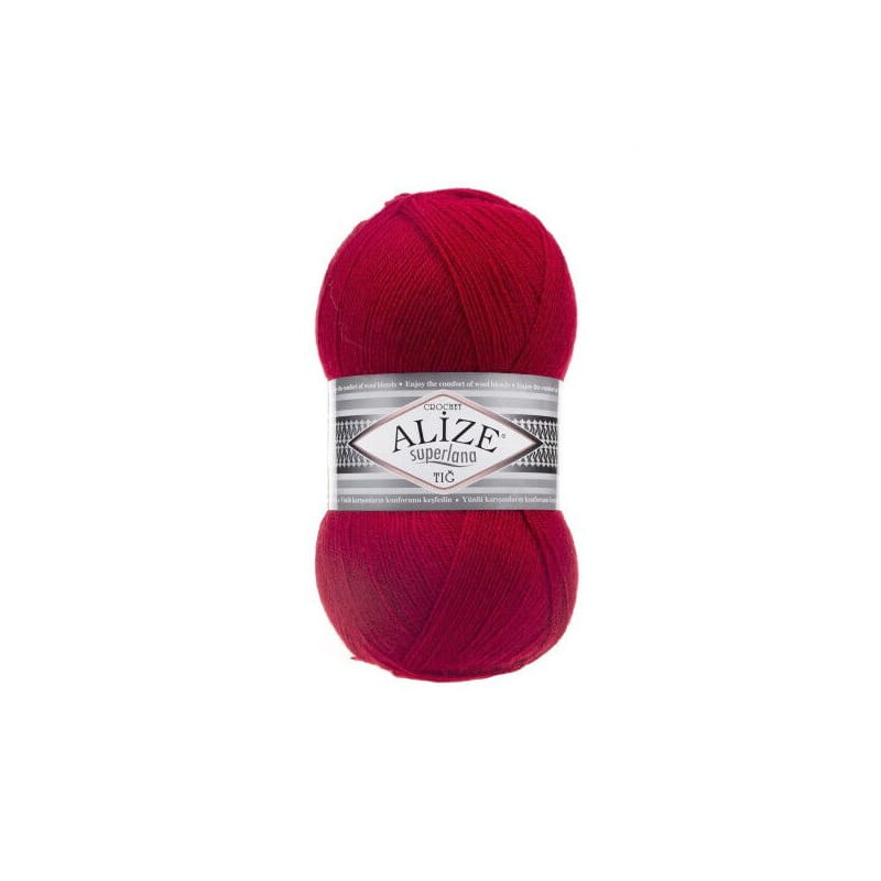 Alize Superlana TIG Crochet 56 czerwony