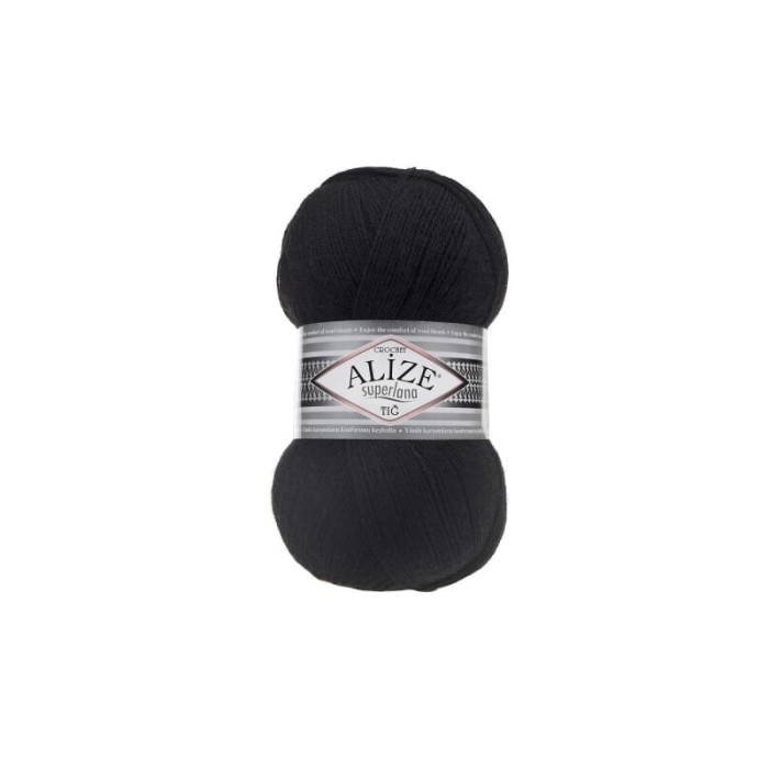Alize Superlana TIG Crochet 60 czarny