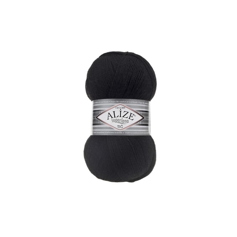 Alize Superlana TIG Crochet 60 czarny