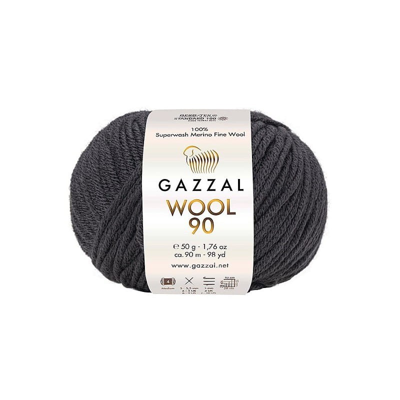 Gazzal Wool 90 ciemny szary 3658