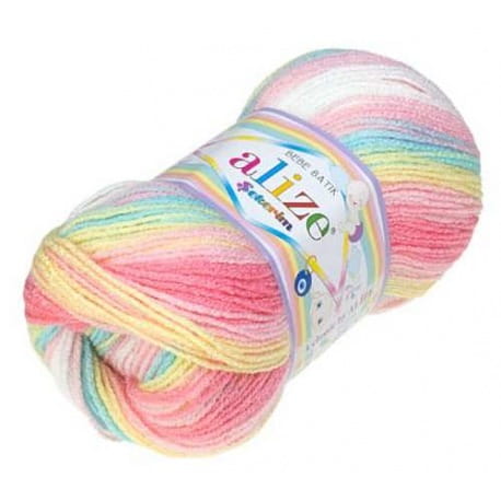 Alize Sekerim Bebe Batik 3045 pastelowa tęcza