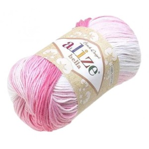Alize Bella Batik 2126 pastelowe róże i biały (100g)