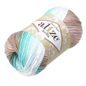 Alize Bella Batik 3675 beż, jasny turkus (100g)