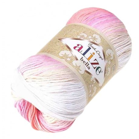 Alize Bella Batik 2807 biały, kremowy, różowy, łososiowy (100g)