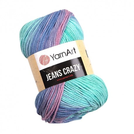 YarnArt Jeans Crazy 8203 turkus, lawendowy, niebieski