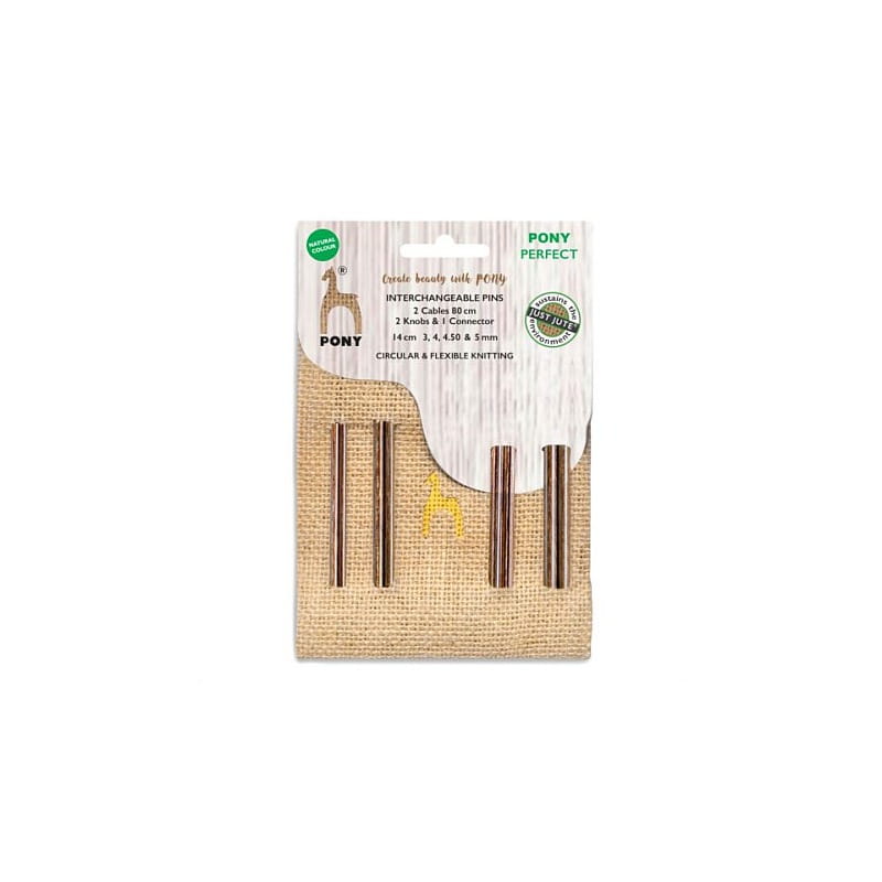 Zestaw drewnianych drutów z wymiennymi żyłkami PONY - Perfect Jute 3-5mm x 14cm