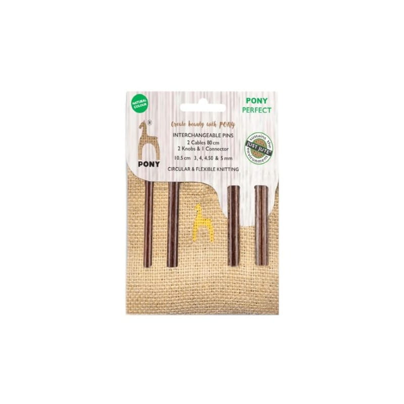 Zestaw drewnianych drutów z wymiennymi żyłkami PONY - Perfect Jute 3-5mm x 10,5cm