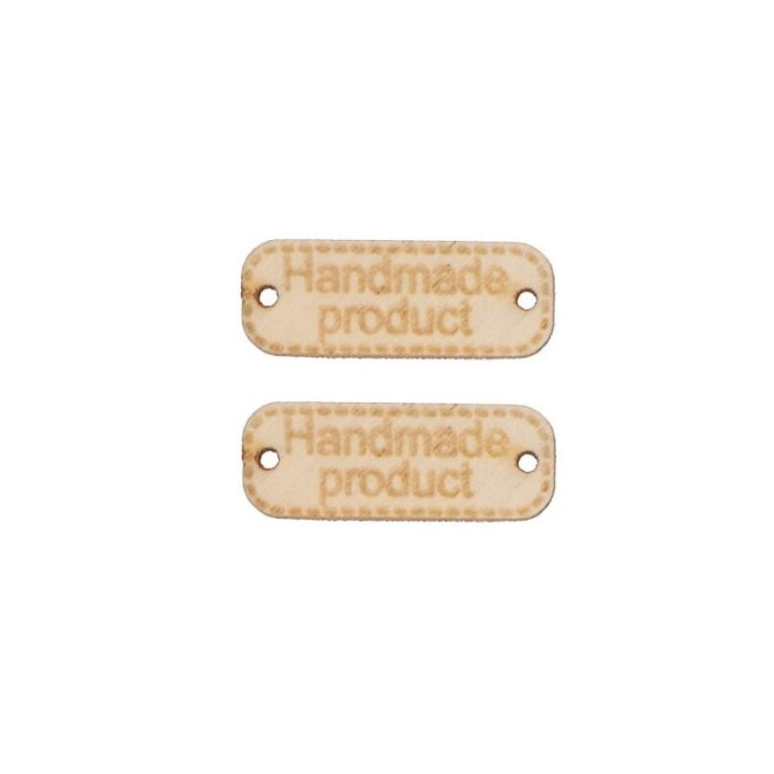 Naszywka Hand Made drewniana 240 "Handmade product" 10x30mm