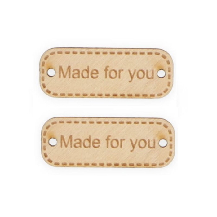 Naszywka Hand Made drewniana 243 "Made for you" 10x30mm