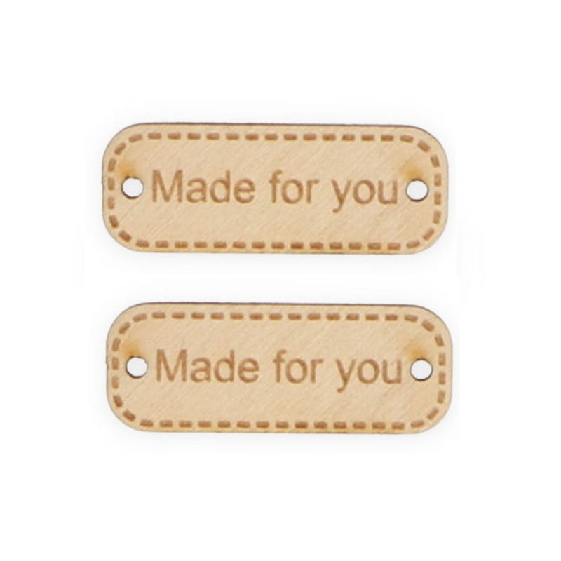 Naszywka Hand Made drewniana 243 "Made for you" 10x30mm
