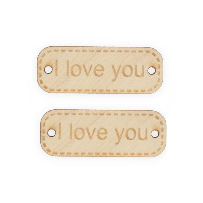 Naszywka Hand Made drewniana 245 "I love you" 10x30mm