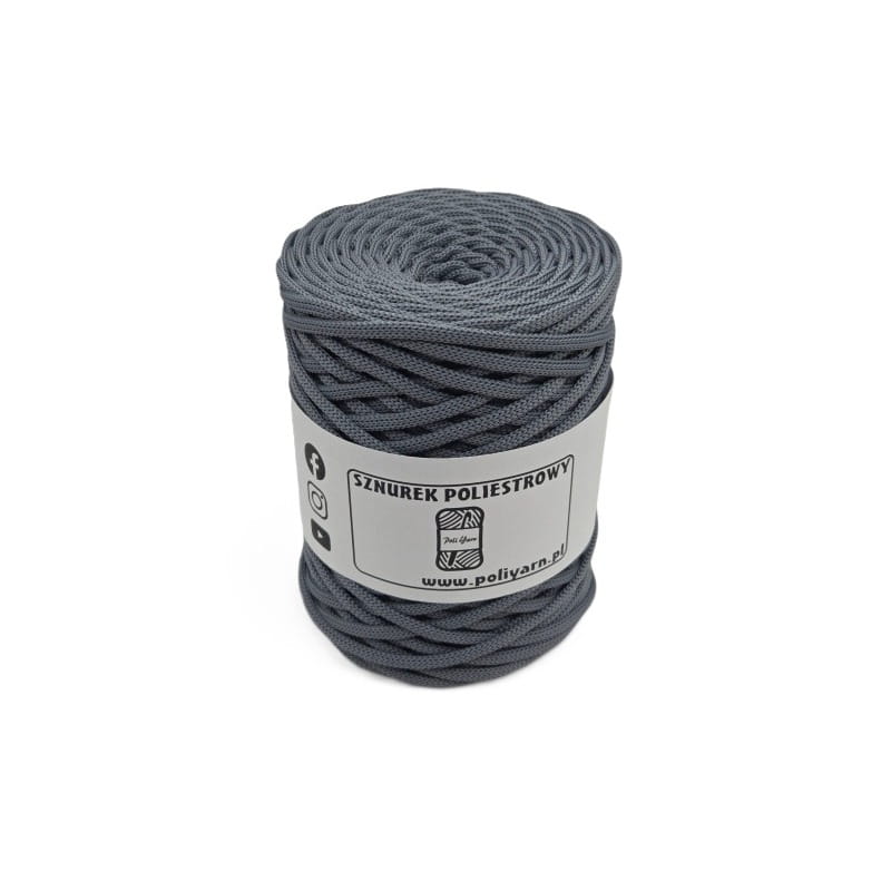 Sznurek poliestrowy płaski 5 mm ciemny szary