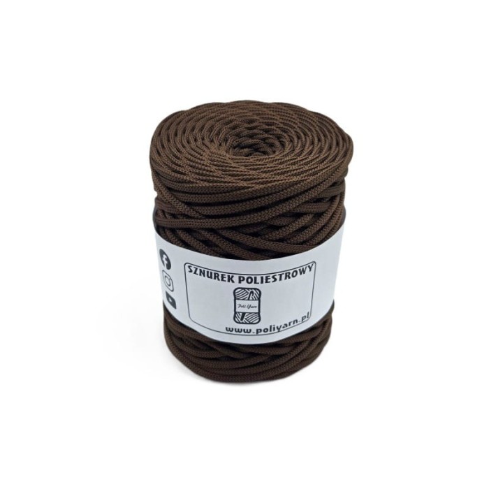 Sznurek poliestrowy płaski 5 mm czekolada