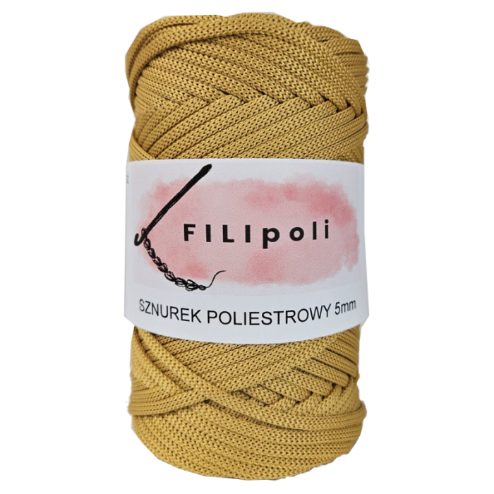 FILIpoli Sznurek poliestrowy płaski 5mm musztardowy