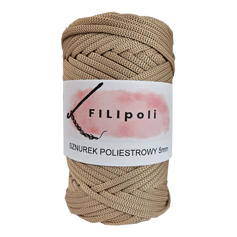 FILIpoli Sznurek poliestrowy płaski 5mm ciastko