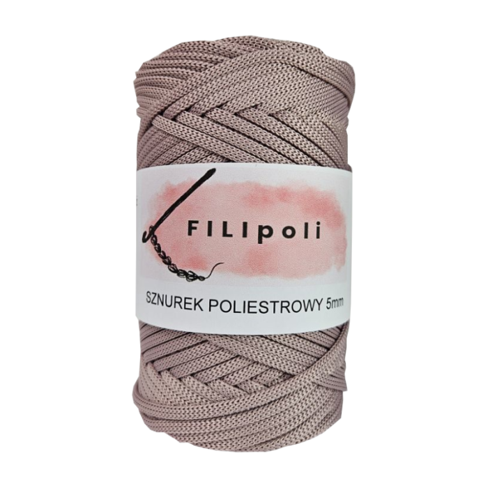 FILIpoli Sznurek poliestrowy płaski 5mm brudny róż