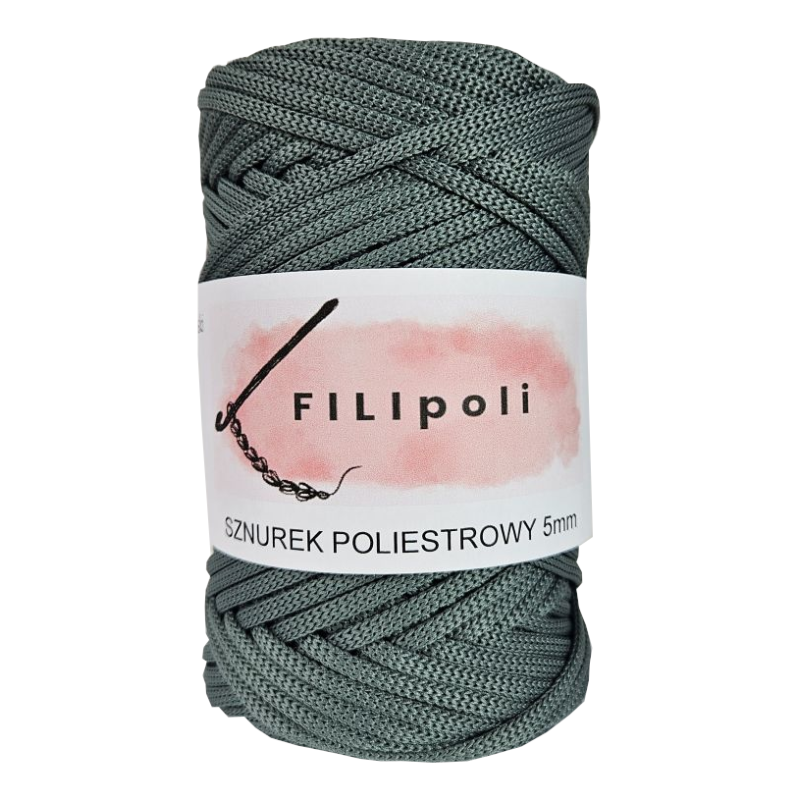 FILIpoli Sznurek poliestrowy płaski 5mm szałwia