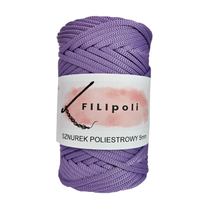 FILIpoli Sznurek poliestrowy płaski 5mm lawenda