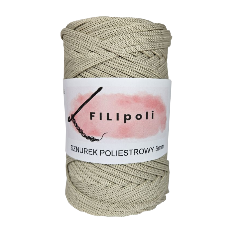 FILIpoli Sznurek poliestrowy płaski 5mm ivory