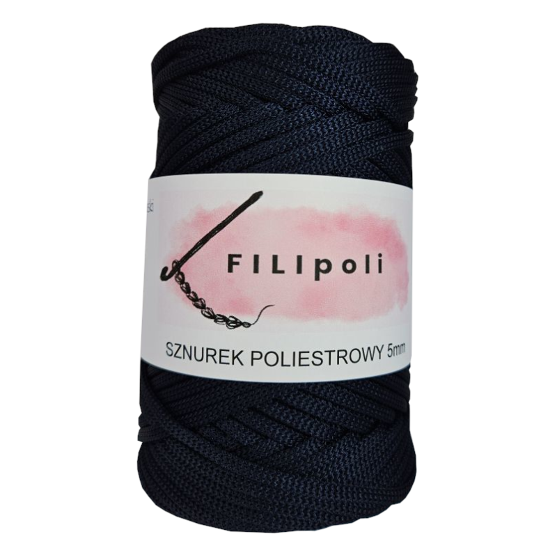 FILIpoli Sznurek poliestrowy płaski 5mm granatowy