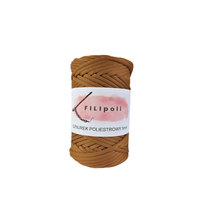 FILIpoli Sznurek poliestrowy płaski 5mm miód