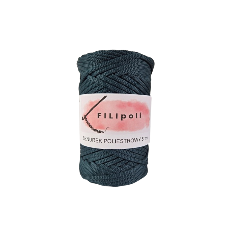FILIpoli Sznurek poliestrowy płaski 5mm ciemna butelkowa zieleń