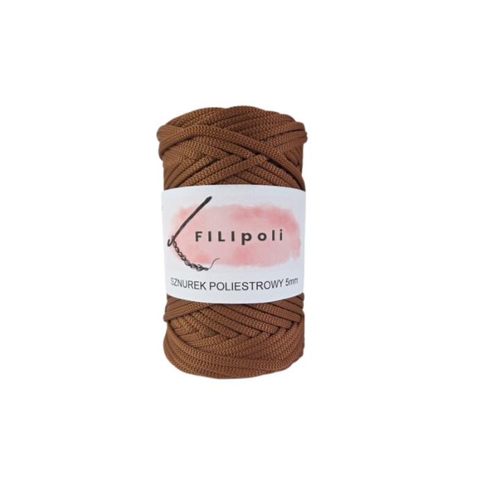 FILIpoli Sznurek poliestrowy płaski 5mm cynamon