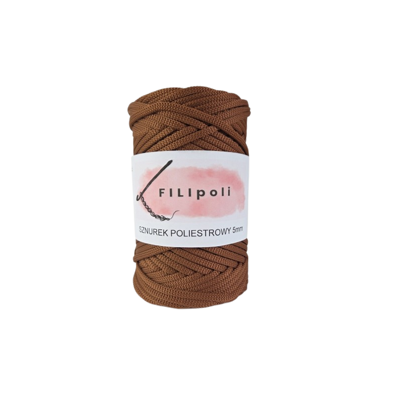 FILIpoli Sznurek poliestrowy płaski 5mm cynamon