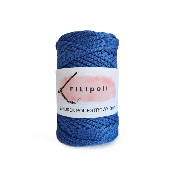 FILIpoli Sznurek poliestrowy płaski 5mm niebieski royal