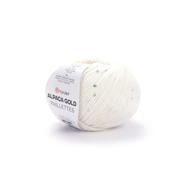 YarnArt Alpaca Gold Paillettes 9301 biały